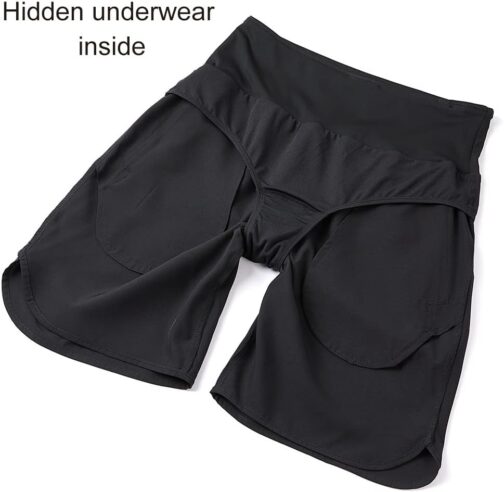 YAWHO Women's Sports Shorts Running Shorts Sweat Shorts Short Trousers Summer Quick Drying Sports Shorts High Waist Fitness Running Gym with Zip Pocket – Bild 3