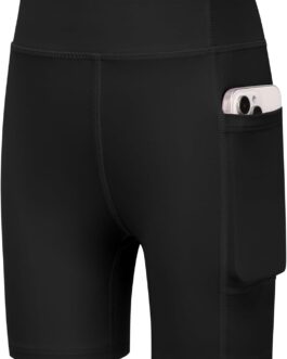 Arshiner Girls‘ Shorts, Sports Leggings, Short Trousers, Children’s Cycling Shorts, Breathable High Waist Gym Trousers with Pocket, 5-12 Years