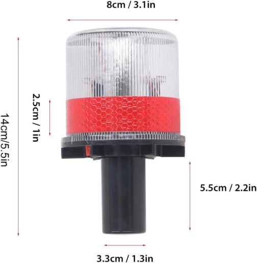 Asixxsix Solar Strobe Warning Light, 0.3W Beacon Light, Waterproof Beacon Flash Light, 360 Degree Flashing Barricade Light, Safety Flashing Light for Construction, Traffic, Crane Tower – Bild 7