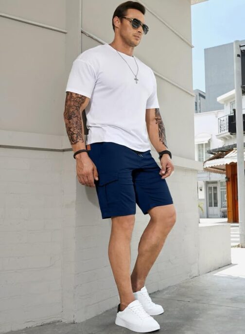 Elegancity Men's Cargo Shorts, Summer Casual Trousers, Short Elastic Waist Chino Shorts with 6 Pockets, S–XXL – Bild 2