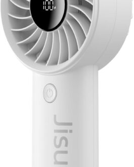 JISULIFE Life4 Handheld Fan, Improved Portable Fan with Strong Wind, USB Rechargeable Mini Fan with Digital Display, 3600 mAh Battery, Ideal for Travel, Beach, School (Grey)