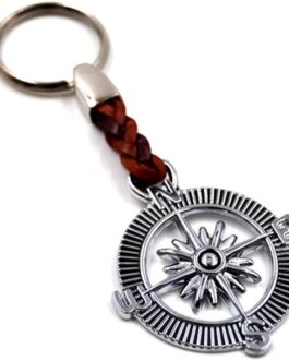 Claro Schmuck Schlüssel-Anhänger ANK Schlüsselring aus Metall Stärke 2 mm, Band aus Kunstleder, Gesamtlänge ca. 9cm-11cm