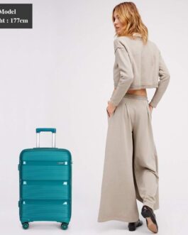 Kono TSA Hard Shell Suitcase Trolley Suitcase Polypropylene Luggage 8 Wheels, turquoise