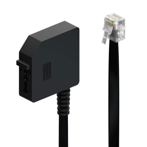 deleyCON 0.2 m Telephone Adapter RJ11 Plug 6P4C to TAE-F Female Flat Cable Telephone Adapter Cable Telephone Router Black