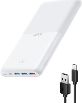 VRURC Power Bank 30000 mAh 22.5 W Power Bank USB C Fast Charging External Mobile Phone Batteries with 4 Outputs and 3 Inputs Portable Charger Compatible with iPhone, Huawei, Tablets etc. (White)