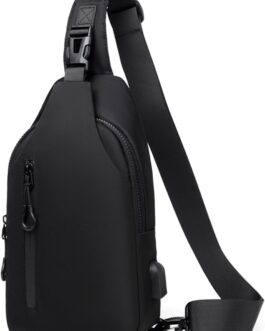 Lidxfeo Anti-Theft Multipurpose Crossbody Bag, Waterproof Chest Bag, Men’s Shoulder Bag with USB Charging Port, Multiple Pockets, Sling Backpack, for Hiking, Travel, Climbing, etc, black, Black 2.0