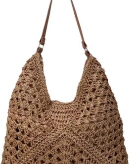 KERLYING Straw Bags Women’s Summer Hollowed Beach Shoulder Bag, 2025 Leisure Shoulder Handbag by the Sea, Large Woven