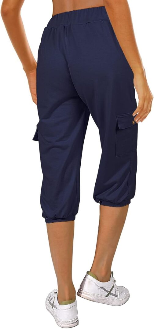 TOMEEK Capri Trousers Women's Jogging Bottoms 3/4 Sports Trousers Summer Leisure Trousers Sweatpants Shorts Plain Baggy Drawstring Waist Yoga Trousers Training Trousers with Side Pockets – Bild 2
