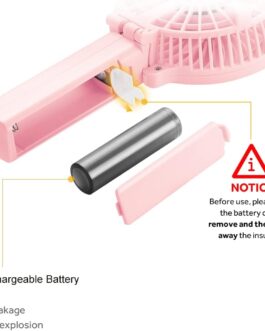 EasyAcc Handheld Fan, Portable Mini Fan, Electric USB Fan with 2600 mAh LG Rechargeable Battery, Foldable, Compatible with Laptop, Multi Port Socket for Travel and Home – Black
