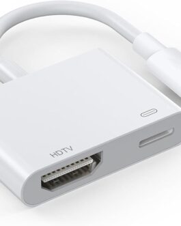 Loydia HDTV Adapter for iPhone, [MFi Certification] HDTV Digital AV Adapter Lightning 1080P Video Audio Sync Screen Converter with Lightning Charging Port, Compatible with TV/HDTV/Monitor/Projector