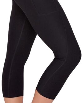 VS Capri Sports Leggings with Mobile Phone Pocket – 3 Side Pockets 3/4 Leggings for Mobile Phone, Keys, Running Trousers, Fitness Sports Tights, Black Pattern, Yoga Trousers, Sports Trousers, Jogging,