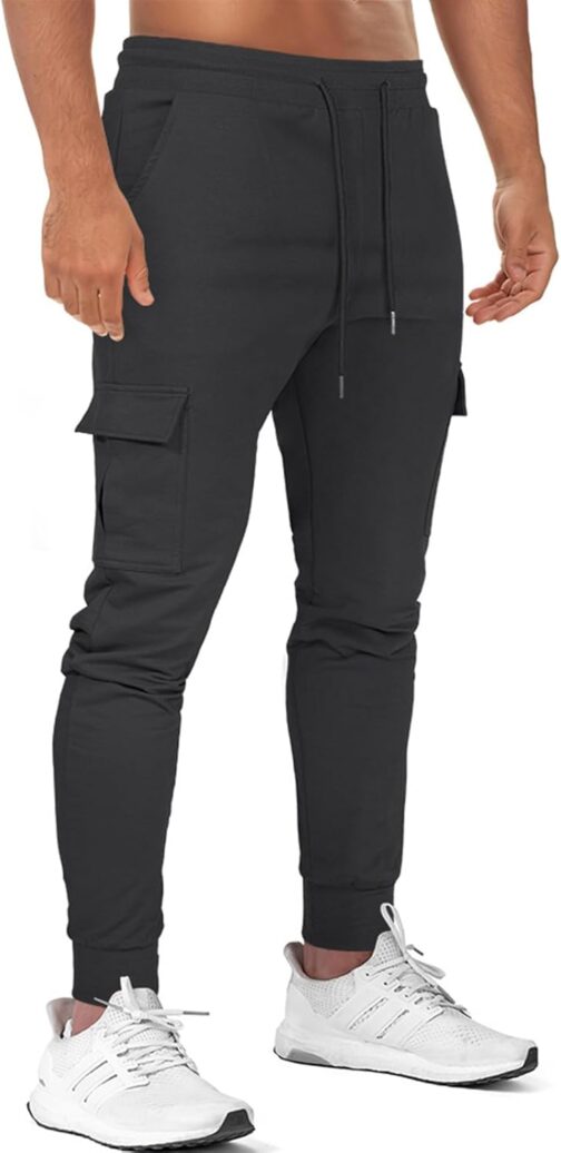 Suwangi Men's Cargo Trousers Jogging Bottoms Sports Trousers Training Trousers Slim Fit Cotton Jogger Jogging Bottoms Leisure with Pockets – Bild 2