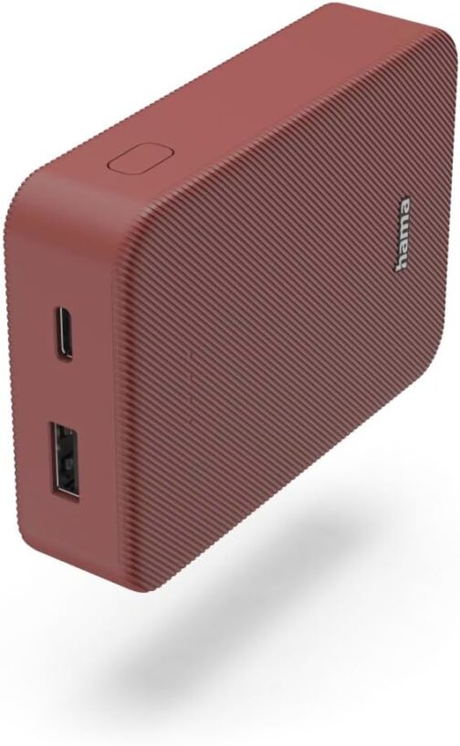 Hama Powerbank Colour 10 10000 mAh (External Battery with 1 x USB C + 1 x USB A, Power Pack Certified, LED Display, Battery Pack Mobile Phone Accessories, Tablet, Bluetooth Box etc., Portable Charger