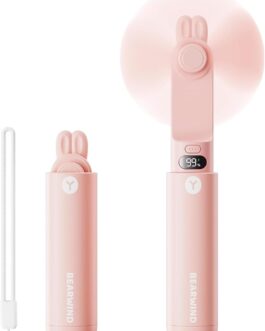 Hippodance Handheld Fan, Mini Portable Handheld Fan, Battery Operated, LED Display, USB Rechargeable Small Travel Fan with Portable Charger for Women, Girls
