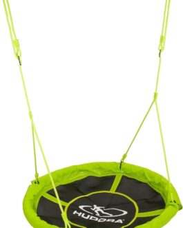 HUDORA Nest Swing 110 – Green/Orange Swing for up to 100 kg – Hanging Swing with 110 cm Diameter for Indoor and Outdoor Use – Height-Adjustable Family Swing for Children and Adults