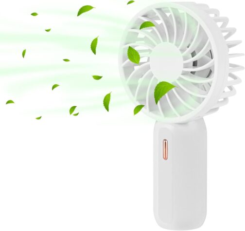 AMFUN Handheld Fan, Portable Mini Fan, Rechargeable USB Fan, Powerful Mini Fan with 3 Speeds for Travel, Home, Outdoor, Indoor (White)
