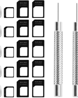 ZELHYEUU 4 in 1 Nano SIM Card Adapter, 5 Set Nano SIM Card Adapter Kit, Micro to Regular with SIM Extractor, for Smartphone