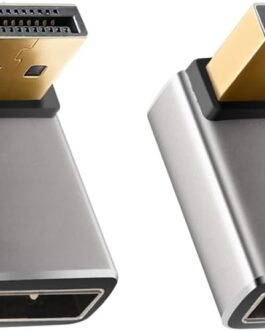 HLLYLL DisplayPort Adapter Set of 2 – 8K @ 60Hz UHD HDR DisplayPort 90 Degree 270 Degree Angled (Male to Female) – DP Extender Extension Plug Aluminium Housing Converter for Monitor