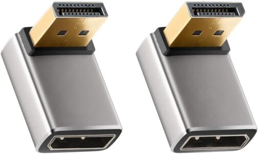 HLLYLL DisplayPort Adapter Set of 2 - 8K @ 60Hz UHD HDR DisplayPort 90 Degree 270 Degree Angled (Male to Female) - DP Extender Extension Plug Aluminium Housing Converter for Monitor