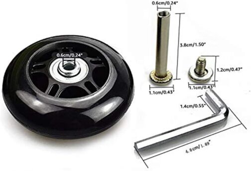 LOTOWELZON 1 Pair Black Mute Luggage Replacement Wheels 64/68/70/75/80/84/90 mm Thickness 24 mm with 6 mm Ball Bearings Repair Kits ABEC 608zz for Suitcases and Inline Outdoor Skate – Bild 10