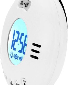 Geemarc Wake ‚N‘ Shake Voyager Travel Alarm Clock with Strong 75 dB Alarm, Flash Light and Integrated Vibration Alarm for People with Deep Sleep – Battery Operated – White