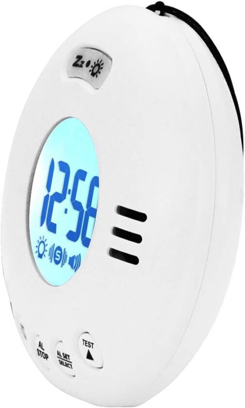 Geemarc Wake 'N' Shake Voyager Travel Alarm Clock with Strong 75 dB Alarm, Flash Light and Integrated Vibration Alarm for People with Deep Sleep - Battery Operated - White – Bild 2