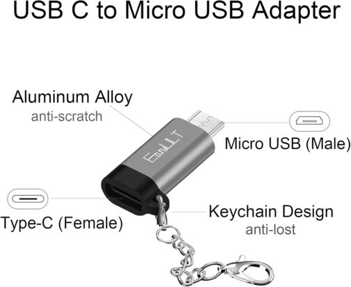 EasyULT USB Type C Adapter to Micro USB [4 Pack], USB Type C (Female) to Micro USB (Male) Adapter Compatible with Samsung J6/J5/J4/J3/S7/S7 Edge/S6, Huawei Y7/Y6/P Smart/P8 Lite, LG G4 – Bild 2