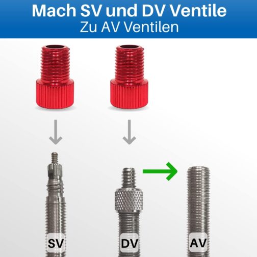 HiLo sports Bicycle Valve Adapter Set [With Keychain] – 3 Pieces Valve Adapters Made of Aluminium – Colourful Valve Adapter for the Bicycle with Instructions (English language not guaranteed) – Bild 2