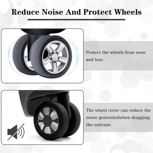 YaLiyA Luggage Wheel Covers Luggage Wheel Protector 8 Pieces Luggage Suitcase Wheels Cover Suitcase Wheels Protection Luggage Suitcase Wheels Cover for Reduces Noise Silicone Cover for Protective – Bild 2