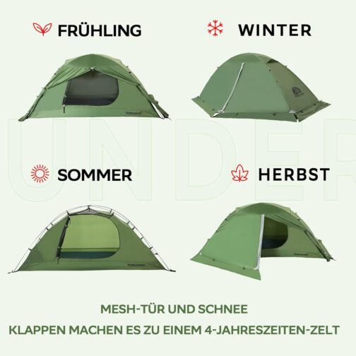 1 Person Camping Tent – 4 Seasons Waterproof 1 Man Tent with Small Pack Size, Ultralight 1 Person Tent for Winter, Easy Assembly Tent for Outdoors, Hiking, Trekking Underwood Aggregator – Bild 2