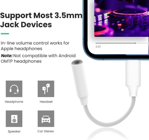 Oliveria iPhone Adapter Headphones, 2 Pack Adapter iPhone Headphones, Headphone Adapter iPhone, iPhone Headphone Adapter, iPhone Aux Adapter for iPhone 14/13/12/11 Pro/X/XS Max/XR/8/7 – Bild 3