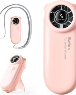 Diveblues Mini Portable Turbo Handheld Fan, 16 Hours Maximum Battery Life, 4000 mAh USB Rechargeable Fan with 5 Speeds for Travel, Outdoor, Concerts, Office