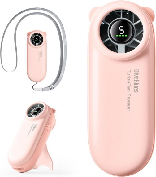 Diveblues Mini Portable Turbo Handheld Fan, 16 Hours Maximum Battery Life, 4000 mAh USB Rechargeable Fan with 5 Speeds for Travel, Outdoor, Concerts, Office