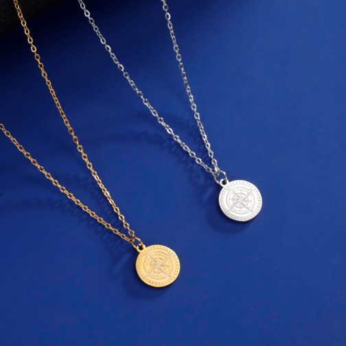 VASSAGO Compass Necklace for Men Women North Star Compass Pendant Necklace Vintage Nautical Graduation Medal Jewellery Amulet for Men – Bild 5