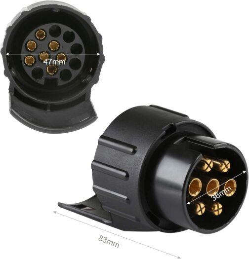 LIHAO Trailer Adapter 7 pin to 13 pin Waterproof Plug Converter for Vehicle Caravan Car (Black) – Bild 2
