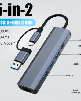 Oliveria USB Type-C to Ethernet Adapter, Gigabit RJ45 LAN 1000 Mbps Network Adapter with 3 *U-SB 3.0 & USB Type-C Ports, USB-C to Ethernet Adapter for Windows XP/MAC/Linux/Chromebook