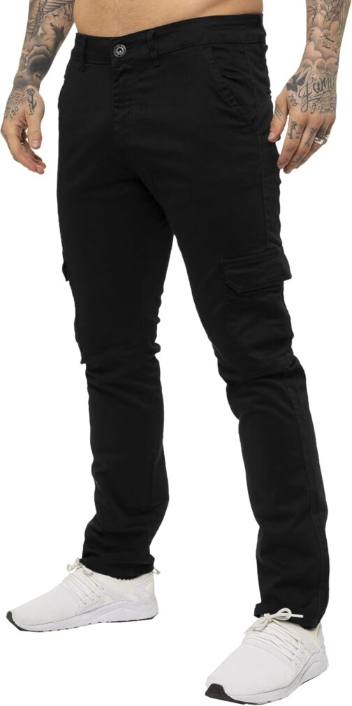 989Zé ENZO Men's Cargo Slim Fit Stretch Chino Jeans
