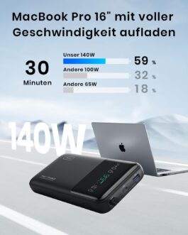 INIU Power Bank, 27000 mAh 140 W Power Bank Small But Strong USB C Input & Output for Phone & Laptop, External Mobile Phone Battery for MacBook Pro Steam Deck iPhone 16 15 14 13 12 Pro Samsung S23