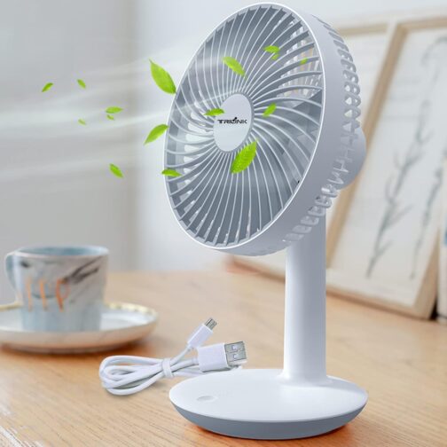 Mini Table Fan Rechargeable 4000mAh Battery - 4 Speed Levels 6.3 Inch Small Desk Fan Quiet Adjustable 50° Portable Personal Fan for Office Bedroom Home – Bild 8