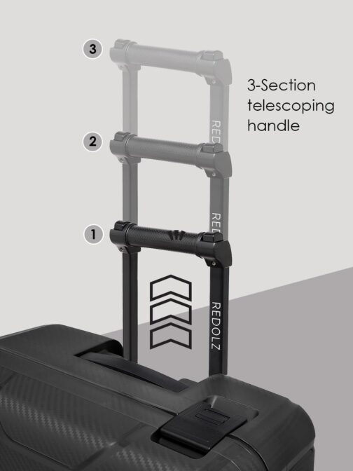 REDOLZ Essentials 15 Regular Items, Deep Black, Hard shell trolley with swivel castors – Bild 8
