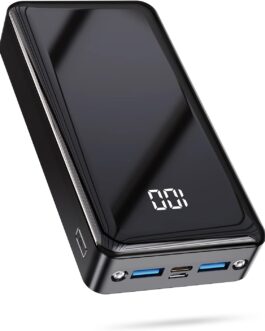 22.5 W Power Bank 24000 mAh with Torch LED Display Quick Charge Function External Battery Type C Outputs Power Bank USB C Output Portable Charger with Torch LED Display Battery for iPhone iPad