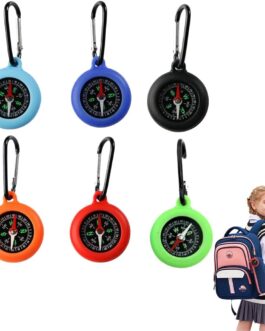 WRQIOO Pack of 6 Children’s Compass, Multi-Colour Children’s Mini Compass, Compass Children Outdoor, Mini Survival Compass with Portable Carabiner Hook for Outdoor Guide Children’s Gifts