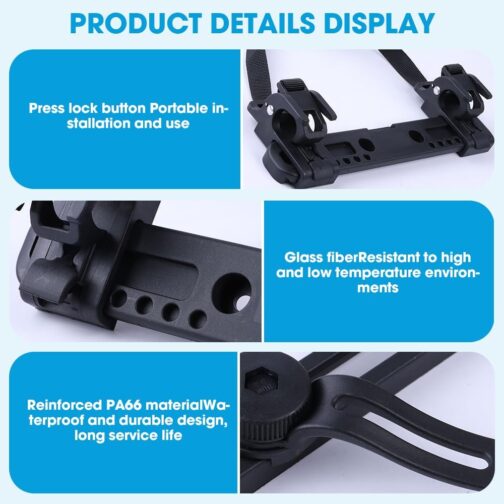 Riisoyu Bicycle Side Pockets Buckle, 360° Adjustable Bicycle Bag Attachment Pannier Rack Accessories Practical Holder Practical Bicycle Pannier Rack Accessories Adjustable School Bag Hooks – Bild 5