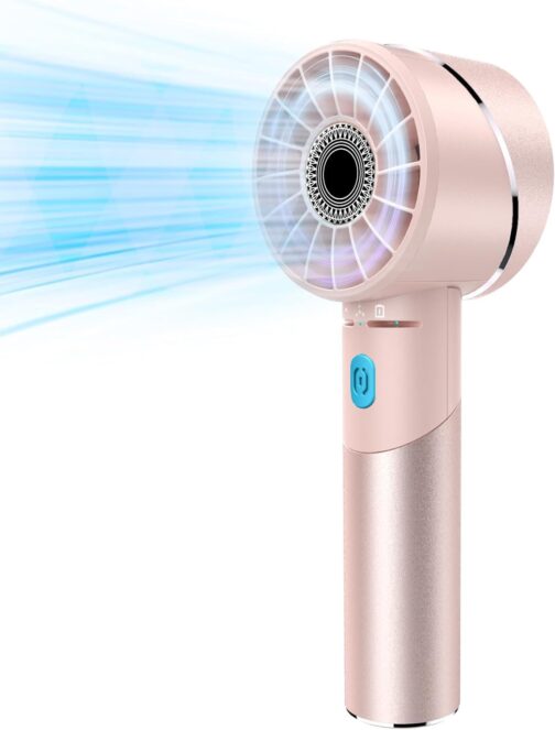 COZOME Handheld Fan Battery Rechargeable, Mini Strong Fan with 7000 rpm High Speed, Small Metal USB Pocket Fan, Portable Turbo Hand Fans for Beach, Gift Women