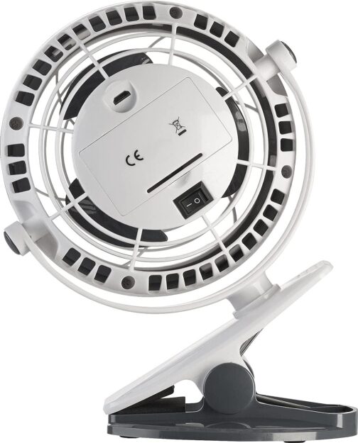 Sichler Haushaltsgeräte Clamp Fan: Mobile Fan with Clamp, USB & Battery Operation, 3 W, Diameter 12.7 cm (Fan Clip, for Clamping, Ceiling Fan) – Bild 5