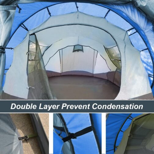 AYAMAYA Tent 4-6 Person Waterproof Pop Up Tents Family Tent [5 Windows] Giant Camping Tent Double Walled Throw Tent Shelter 6 Man Tent with Porch for Outdoor Sports Picnic Hiking Travel – Bild 4
