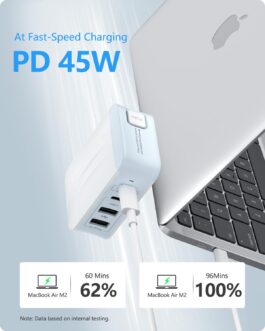 LENCENT Universal Travel Adapter, 45W Multiple USB Charger, International Adapter with 2 PD Type C + 2 USB Ports, Worldwide Travel Plug for Type A/C/G/I (USA/UK/EU/AUS) Sockets, White