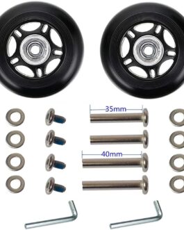 LOTOWELZON 1 Pair Black Mute Luggage Replacement Wheels 64/68/70/75/80/84/90 mm Thickness 24 mm with 6 mm Ball Bearings Repair Kits ABEC 608zz for Suitcases and Inline Outdoor Skate