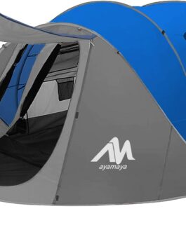 AYAMAYA Tent 4-6 Person Waterproof Pop Up Tents Family Tent [5 Windows] Giant Camping Tent Double Walled Throw Tent Shelter 6 Man Tent with Porch for Outdoor Sports Picnic Hiking Travel