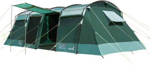 Skandika Montana Tunnel Tent for 8 People, Camping Tent with/without Sewn-in Tent Floor, with/without Sleeper Technology, 3-4 Sleeping Cabins, 5000 mm Hydrostatic Head, Mosquito Nets, Large Family